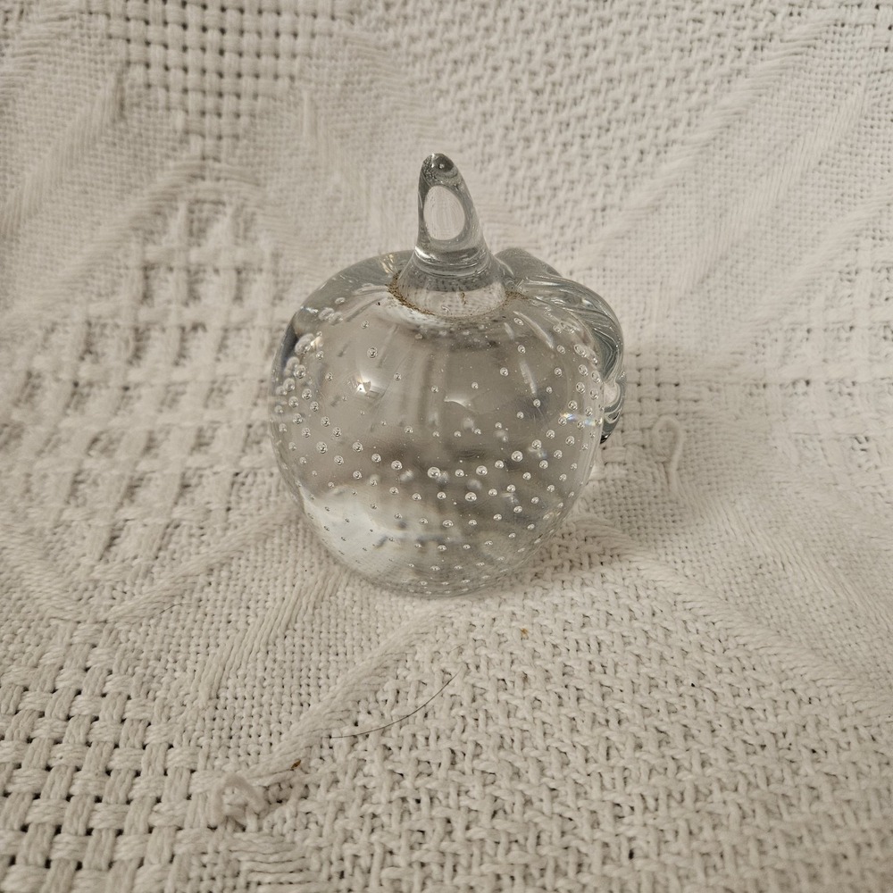 Gibson Clear Apple Paperweight w/ Small Controlled Bubbles Vintage 1990
